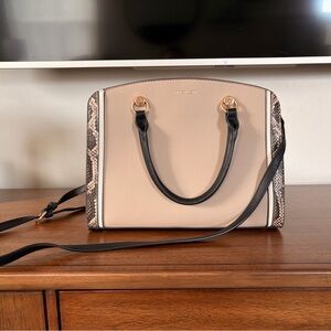 Anne Klein Tan Purse with Black and Brown Accents